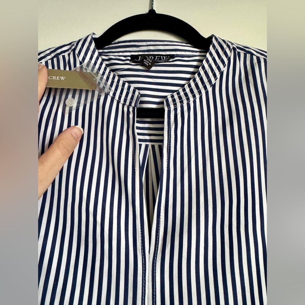 NWT! | J. Crew Delilah dress in striped 100% cotton poplin navy blue & white XXS - Picture 3 of 16
